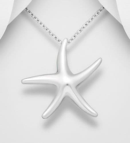 925 Sterling Silver Elegant Star Fish Pendant & Chain